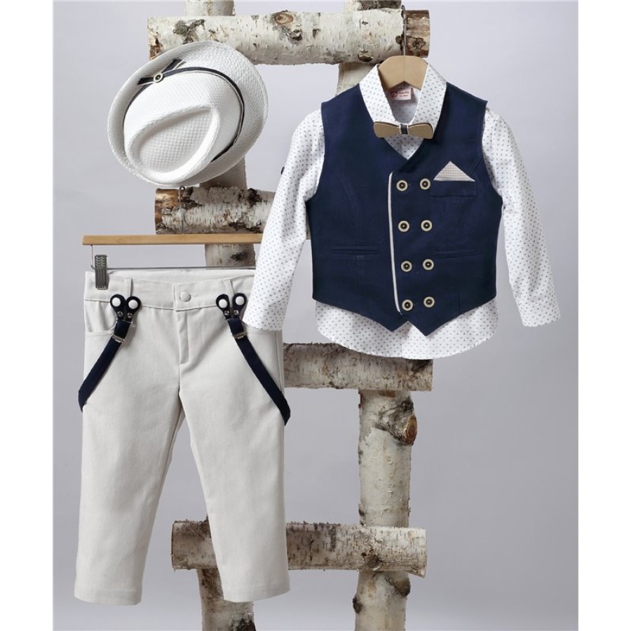 2505-1 Καπαρτίνα παντελόνι, βαμβακερό πουκάμισο και καπαρτίνα γιλέκο.