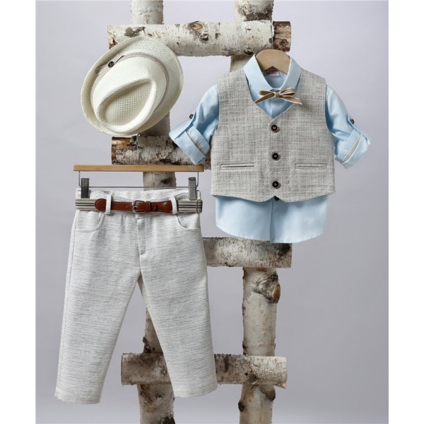 2507-1 Καπαρτίνα παντελόνι, βαμβακερό πουκάμισο και καπαρτίνα γιλέκο.